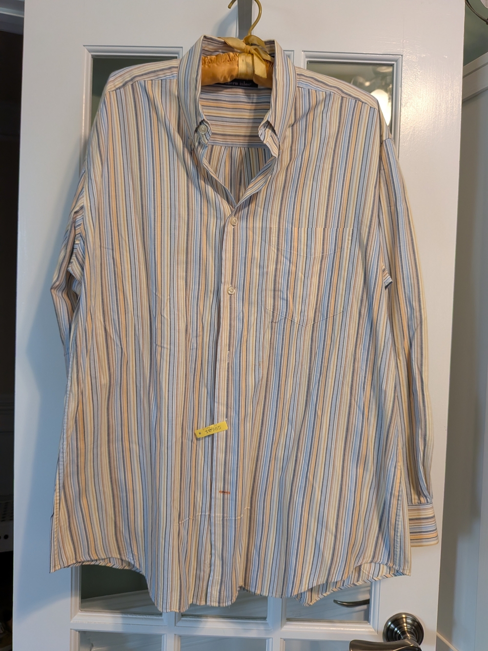 Men's Blue & Cream Vertical Stripe Dress Shirt